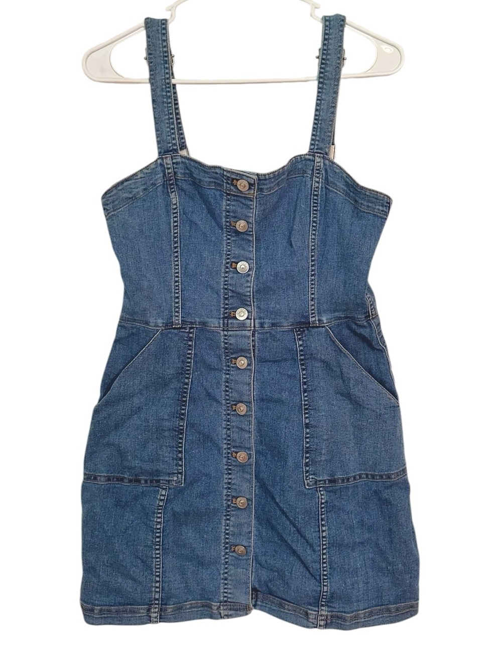 Denim Button Down Jumper Dress 8 M - Picture 3 of 5